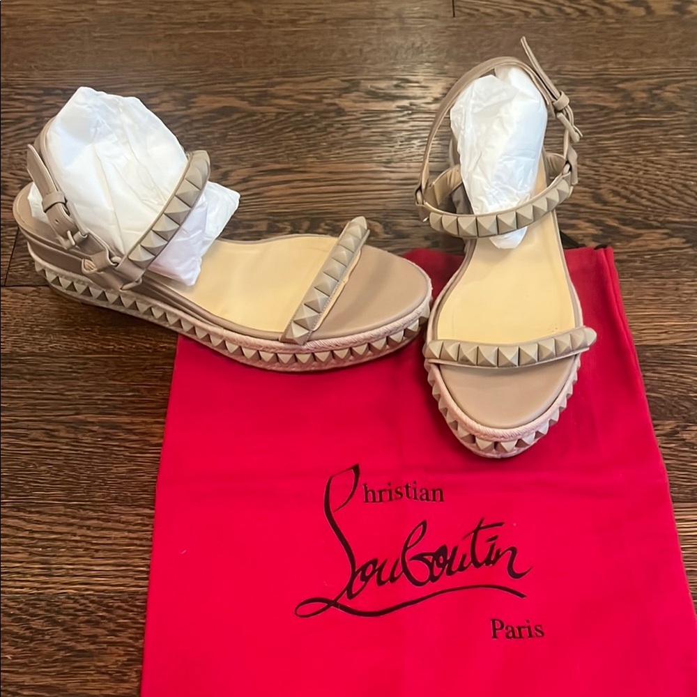 Christian Louboutin Tan Studded Women's Sandals